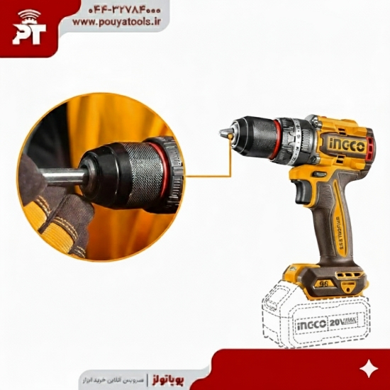 تصویر  دریل شارژی 20ولت براشلس بدون باطری اینکو مدل: CIDLI209681