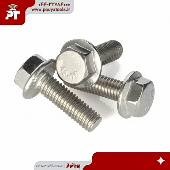 تصویر  پیچ فلنجی سر شش گوش داکرومات سایز: 30*6