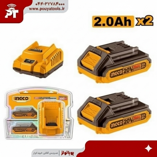 تصویر  پک 2باطری و 1شارژر 2امپر اینکو مدل: FBCPK1222